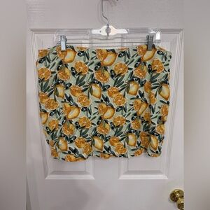 Abercrombie And Fitch Lemon Print Mini Skort Size XL Linen Blend
